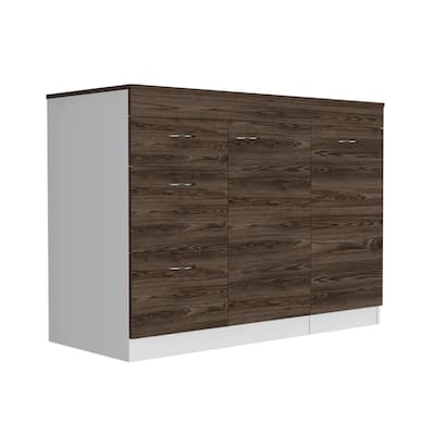 Kitchen Island Metask, Kitchen, White / Dark Walnut