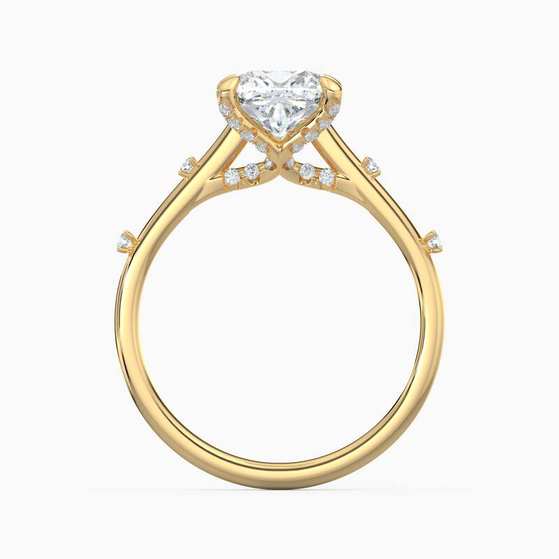 Auriya 14k Gold Petite Diamond Station Cushion Lab Grown Engagement Ring 1.00 to 5.00 ct. tw. (F-G, VS)