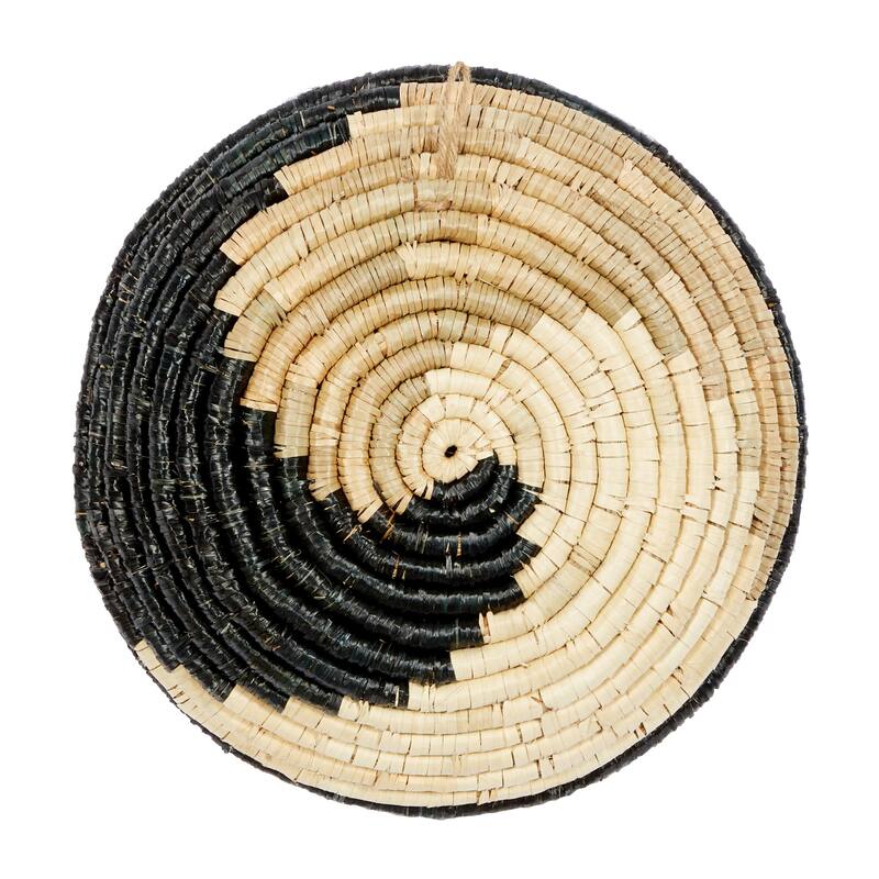 Seagrass Plate Handmade Spiral Basket Home Wall Decor - Set of 3 Black - Roche River Decor