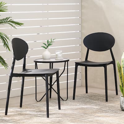 Kuhle Outdoor Plastic Chairs (Set of 2) by Christopher Knight Home