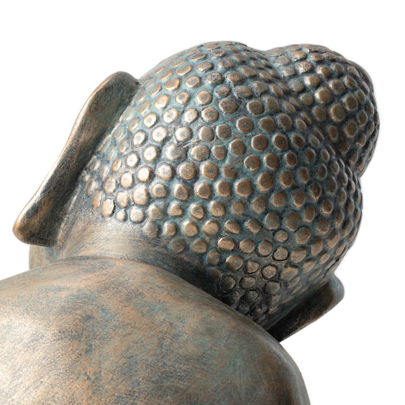 Glitzhome MGO Faux Bronze Buddha Garden Statue Monk Sculpture Indoor Outdoor Decor Gifts