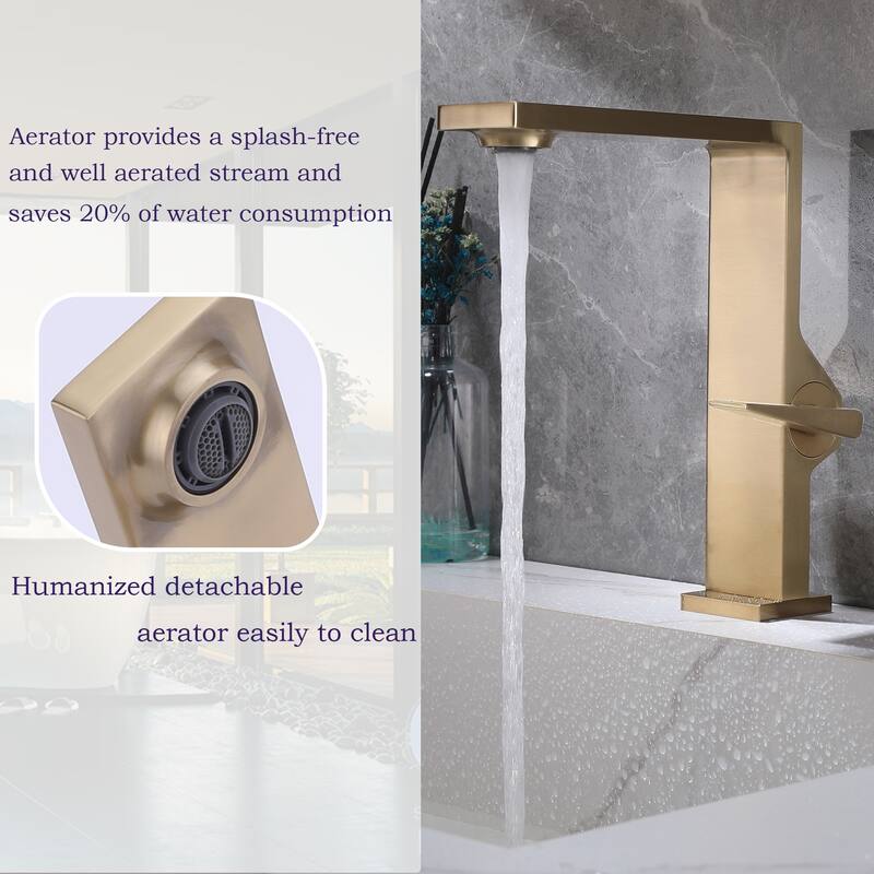 Deck Mounted Right-angle Bathroom Faucet Single Hole with Single Handle, Black/Gold/Grey