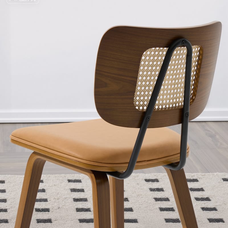 Faux Leather Upholstered Dining Chairs Set of 2/4 with Wood Legs - 32.3"H x 18.5"W x 21.8"D