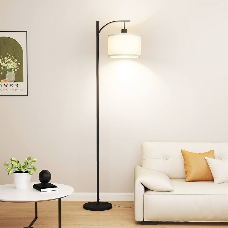 63" Metal Arched Floor Lamp With Pedal Switch - White+Black