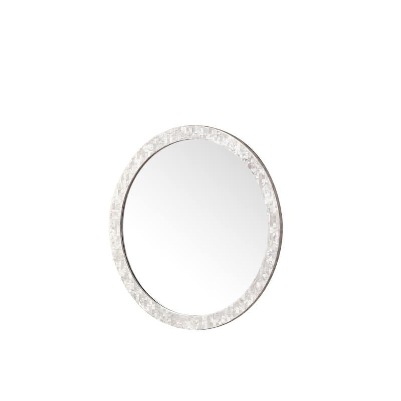 James Martin Vanities Callie 30" Round Mirror, White Mother of Pearl