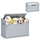 preview thumbnail 24 of 33, Costway Kids Toy Box Wooden Flip-top Storage Chest Bench W/ Cushion Grey