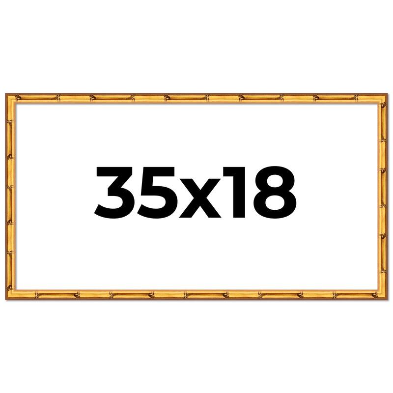 35x18 Frame Gold Bamboo Picture Frame Modern Photo Frame Includes UV Acrylic Shatter Guard Front Acid Free Foam Backing Board