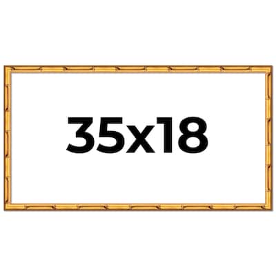 35x18 Frame Gold Bamboo Picture Frame Modern Photo Frame Includes UV Acrylic Shatter Guard Front Acid Free Foam Backing Board