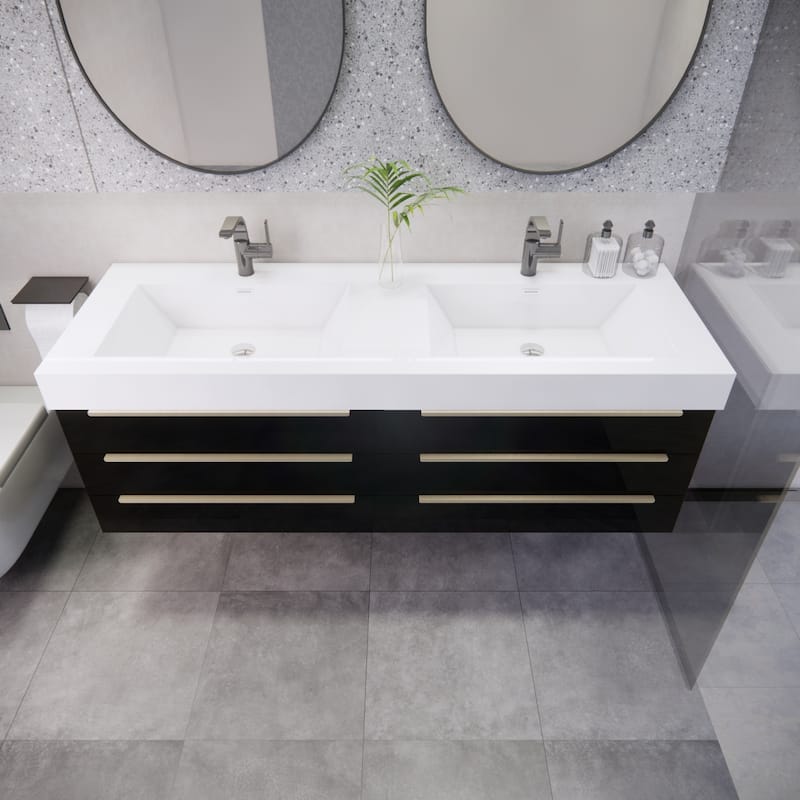 Noble 60" Floating Vanity with Reinforced Acrylic Double Sink