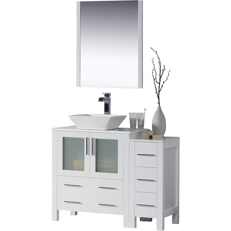 Blossom Sydney 42" Bathroom Vanity with Storage Side Cabinet & Mirrors - Glossy White - Glossy