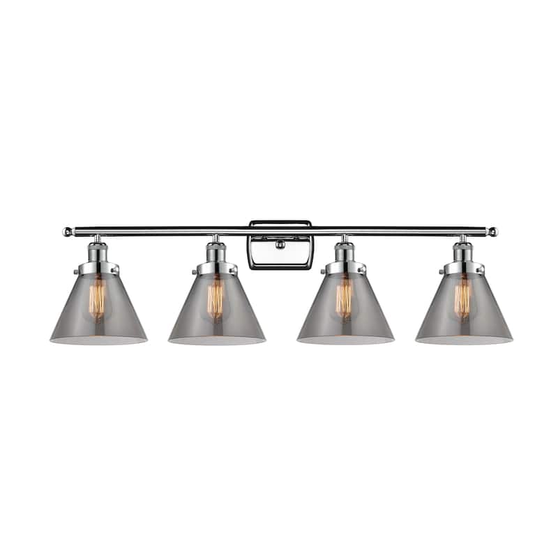 Innovations Lighting 916-4W-11-38 Cone Vanity Cone 4 Light 38" Wide - Polished Chrome / Plated Smoke
