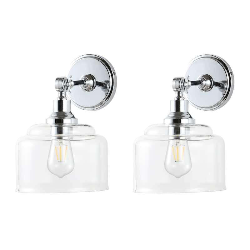 SAFAVIEH Lighting Rozsika Wall Sconce - 8" x 9.5" x 11.5" - Chrome/Clear - 10Wx8Dx12H