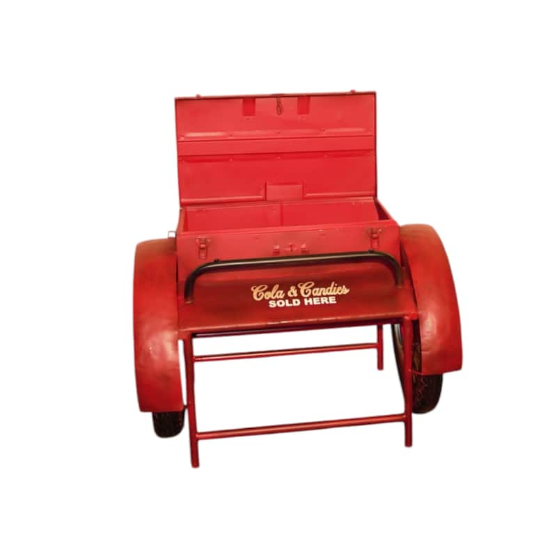 HomeRoots Retro Red Metal Delivery Box Accent Side Table - 28' X '27' X '37.5