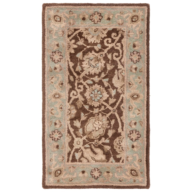 SAFAVIEH Handmade Antiquity Zuriñe Traditional Oriental Wool Rug - 2'3" x 4' - Brown/Green