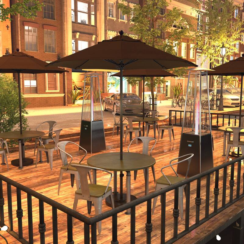 California Umbrella 7.5' Rd.. Aluminum Frame, Fiberglass Rib Market Umbrella, Push Open, Bronze Finish, Olefin Fabric - Teak