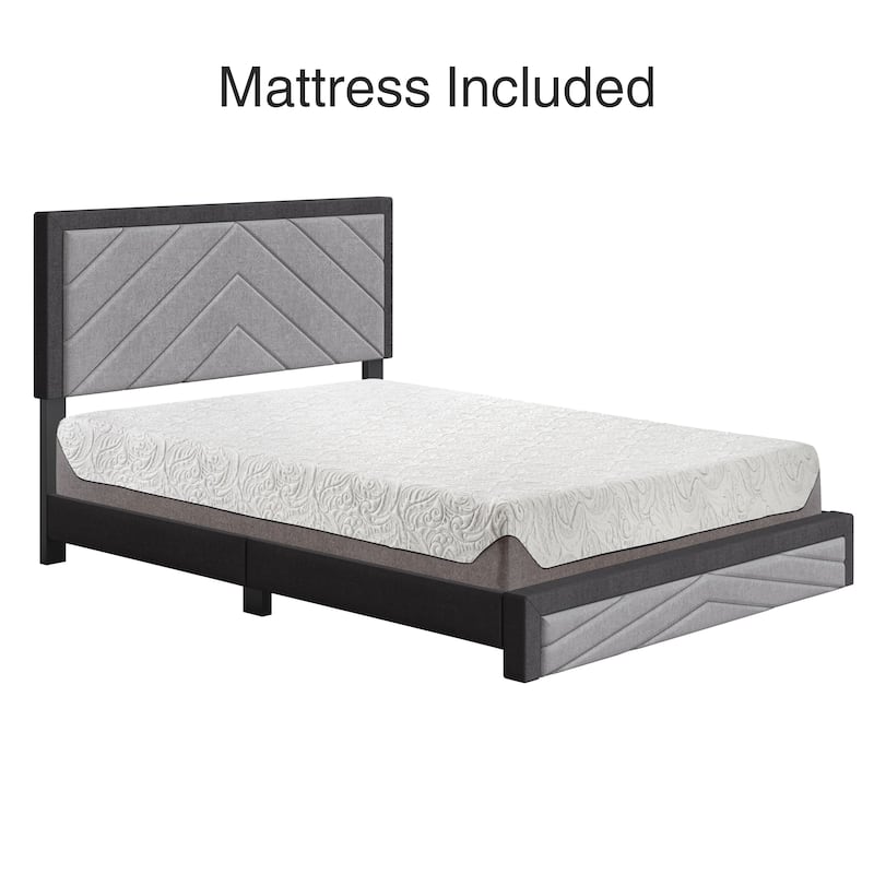 Modern Platform Bed and Mattress Bundle - Bed Frame with 8 in. Memory Foam Mattress Included by Boyd Sleep