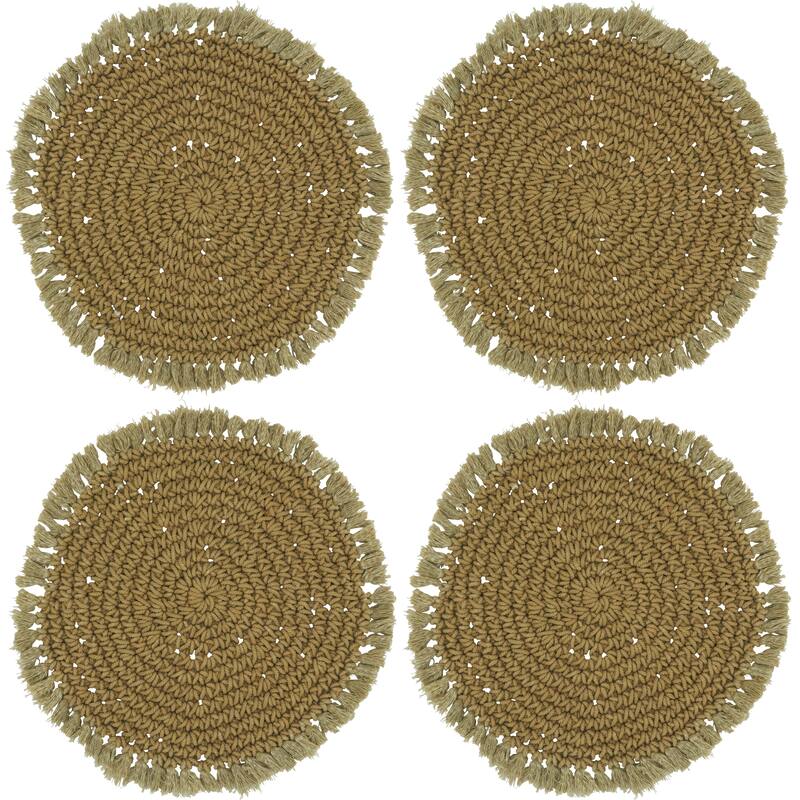 Cotton Macrame Round Placemats (Set of 4) Bed Bath & Beyond 37120689