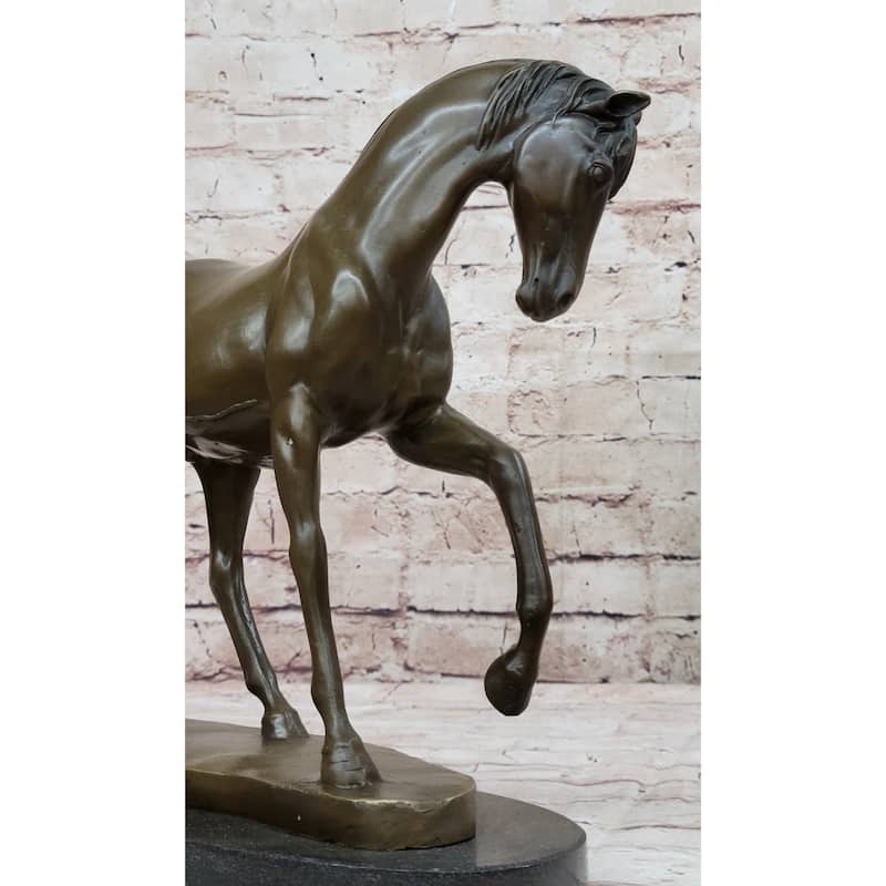 Show Horse Mare Hot Cast Bronze Statue Sculpture Equestrian Decor On Marble Base