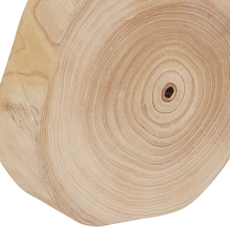 16"H Wooden Stool with Live-Edge Round Top and Triangle Footrest Base, Natural Finish Perfect for Extra