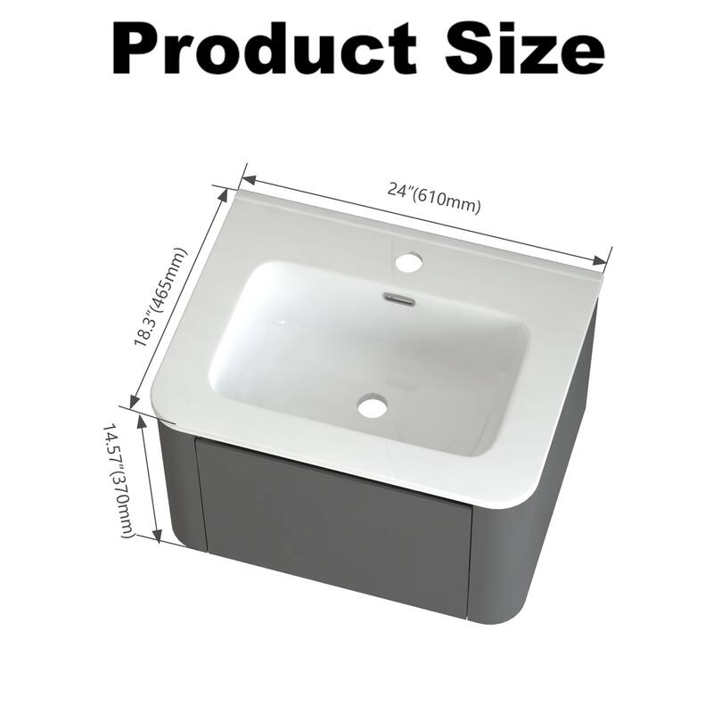 GDF Studio - Greyson American Design Floating Bathroom Vanity with Integrated Ceramic Basin and Soft-Close Drawer