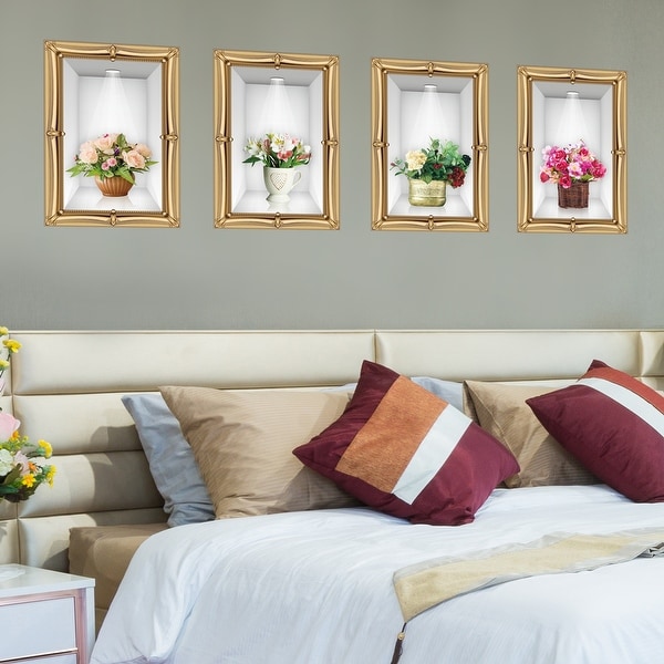 Walplus Golden Frame 3D Displayed Flowers Wall Sticker Peel and Stick. Opens flyout.