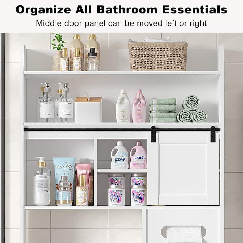 Javlergo Over The Toilet Storage Cabinet with Metal Frame and Storage Shelves, Bathroom Organizer with Adjustable Shelves