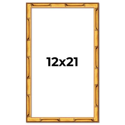 12x21 Frame Gold Bamboo Solid Wood Picture Frame | 1 Inch Moulding