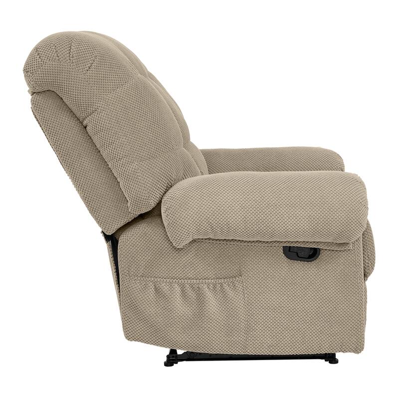 Recliner Chair, Overstuffed Armchair, Manual Recliner, Padded Footrest, Ergonomic Lounge Chair, Soft Fabric Recliner