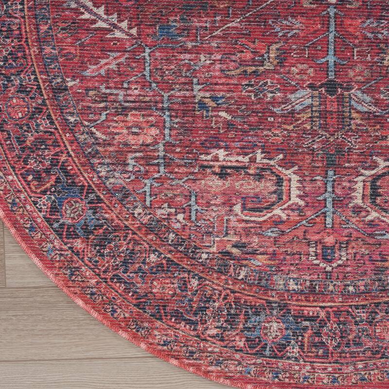 New Concept Washables Vintage Persian Floral Machine Washable Area Rug