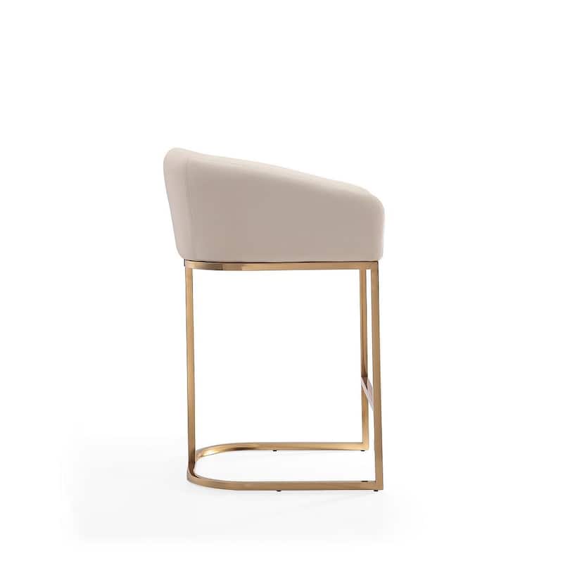Manhattan Comfort Louvre 36 in. Titanium Gold Stainless Steel Counter Height Bar Stool (Set of 3)