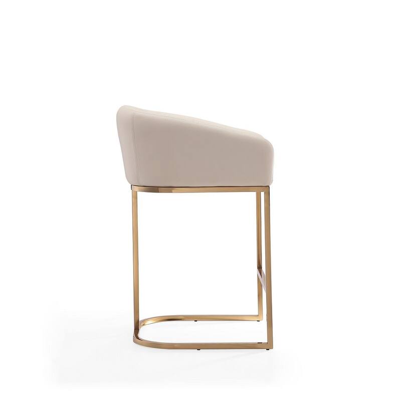 Manhattan Comfort Louvre 36 in. Titanium Gold Stainless Steel Counter Height Bar Stool