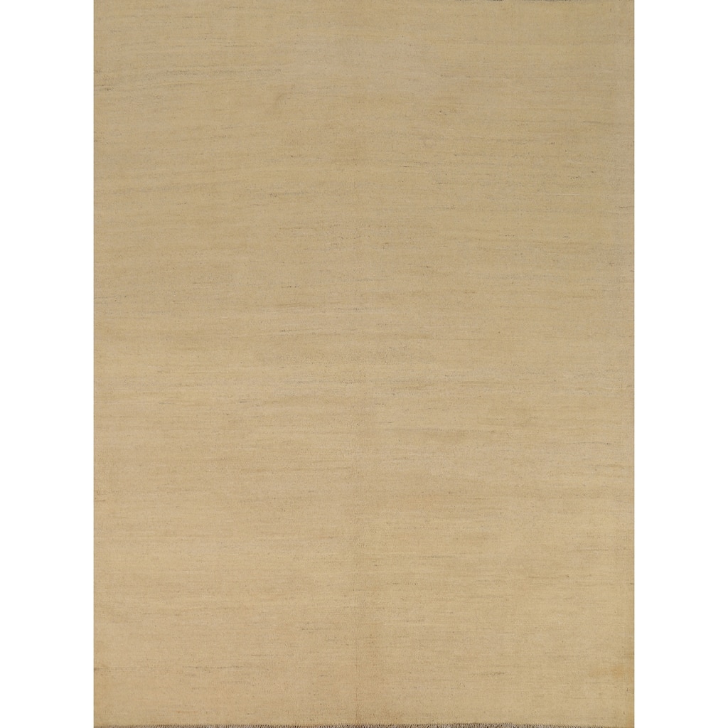 Muted Yellow Modern Gabbeh Oriental Area Rug Handmade Wool Carpet - 5'11"x 7'3"