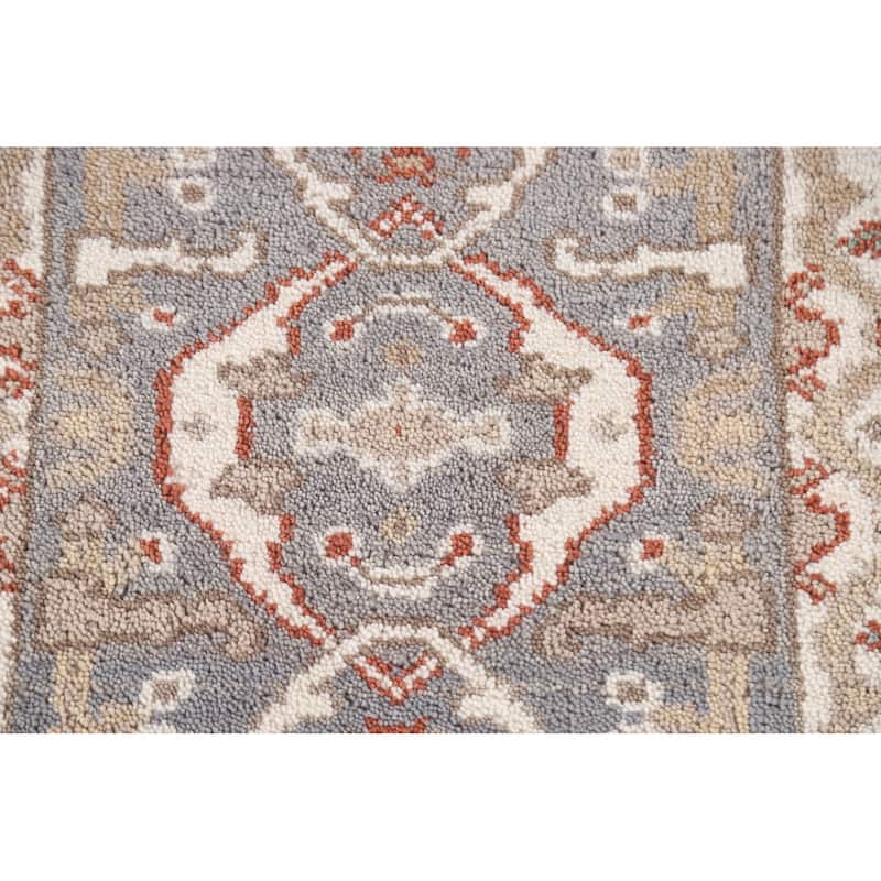 Transitional Oushak Style Area Rug Handmade Wool Carpet - 2'0"x 3'0"