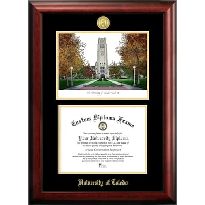 University of Toledo 10w x 8h Gold Embossed Diploma Frame with Campus Images Lithograph