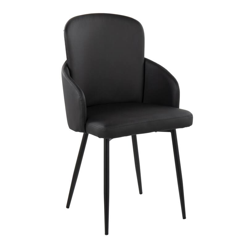 Silver Orchid Dahlia Dining Chair with Metal Legs (Set of 2) - Black Faux Leather/Black