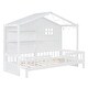 preview thumbnail 25 of 34, Twin Size House Bed with Shelves, Window, and Sparkling Light Strip on Roof, Space-Saving Design for Kids' Rooms, Grey