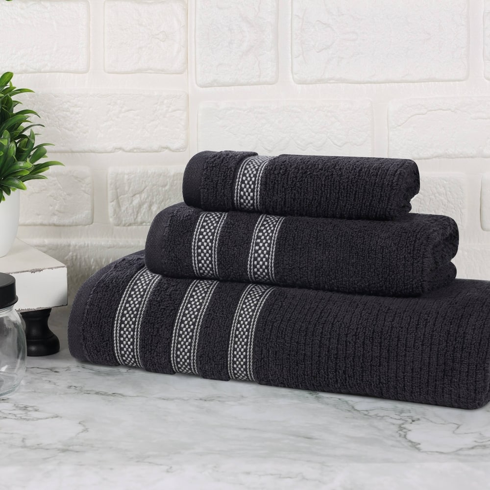 Superior Brea Zero Twist Cotton Ribbed Modern 3 Piece Bathroom Towel Set