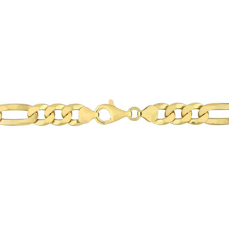 Miadora 18kt Yellow Gold Plated Sterling Silver Figaro Men's Bracelet