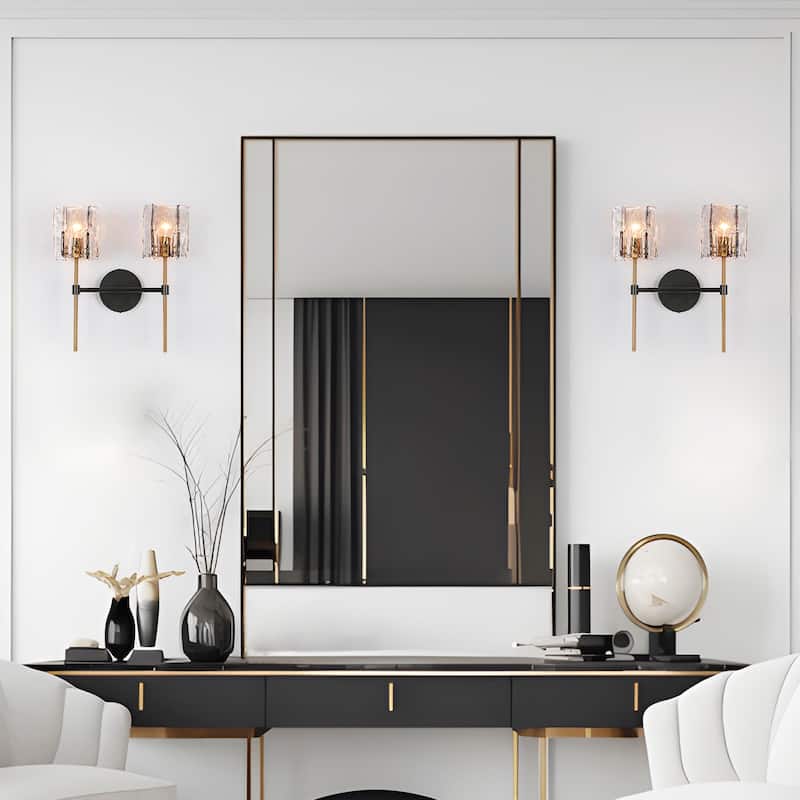 Kasy Modern 4-Light Bathroom Vanity Lights Smokey Grey Glass Wall Sconces