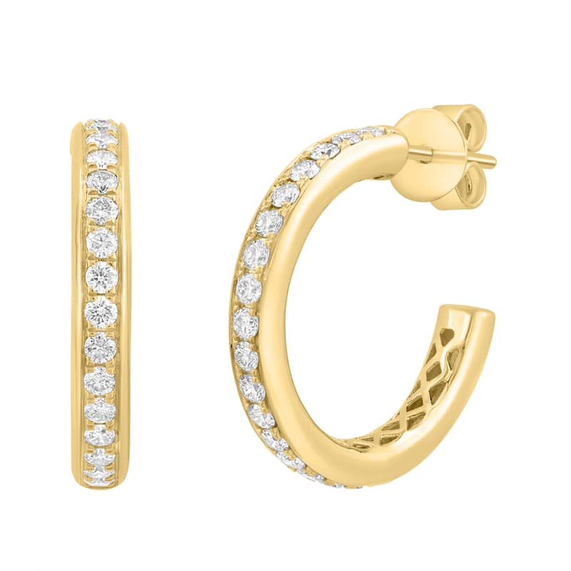 Effy Women's 14k Yellow Gold Diamond Open Hoop Earrings