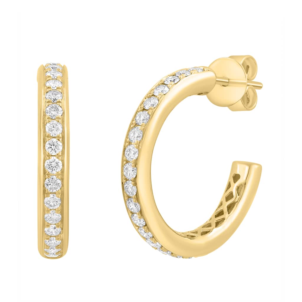 Effy Women's 14k Yellow Gold Diamond Open Hoop Earrings