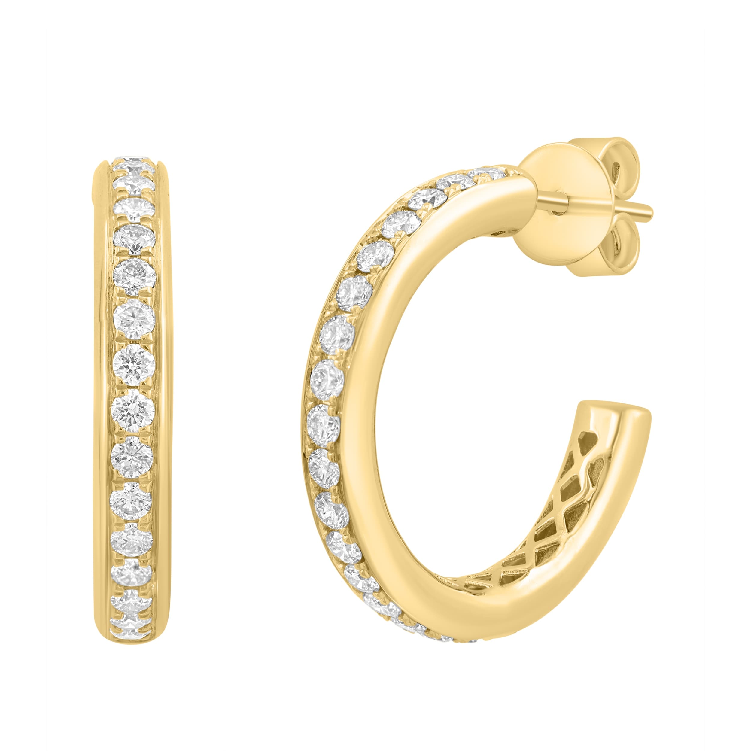 EFFY Women's 14k Yellow Gold Diamond Open Hoop Earrings