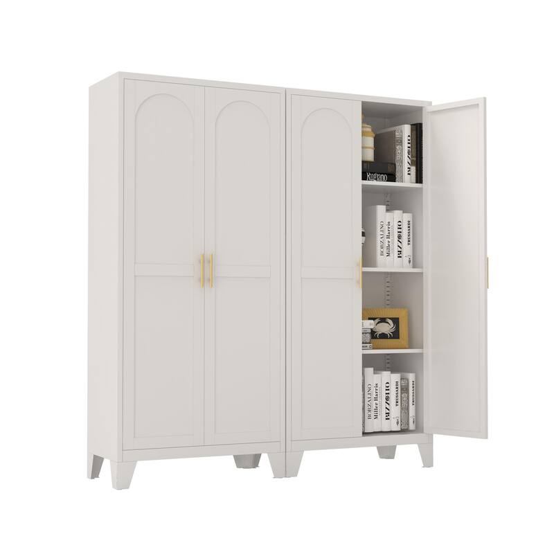 2 Shapely Doors Buffet Sideboard Accent Cabinet, Storage Cabinet with Doors and Adjustable Shelves