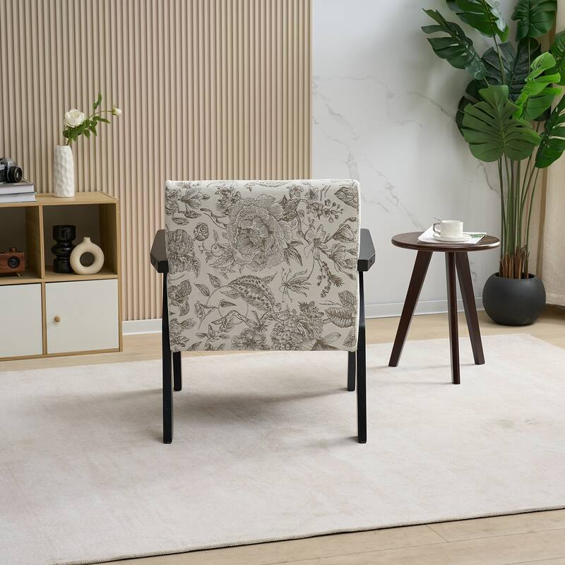 Upholstered Accent Chair, Lounge Arm Chair with Solid Wood Frame