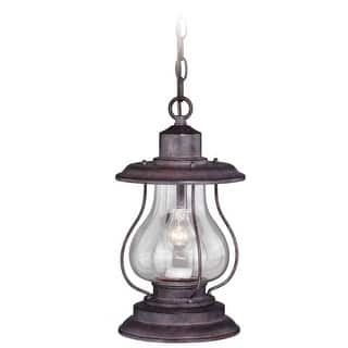 Dockside 1 Light Bronze Coastal Outdoor Lantern Pendant Clear Glass - 8-in W x 14.75-in H x 8-in D