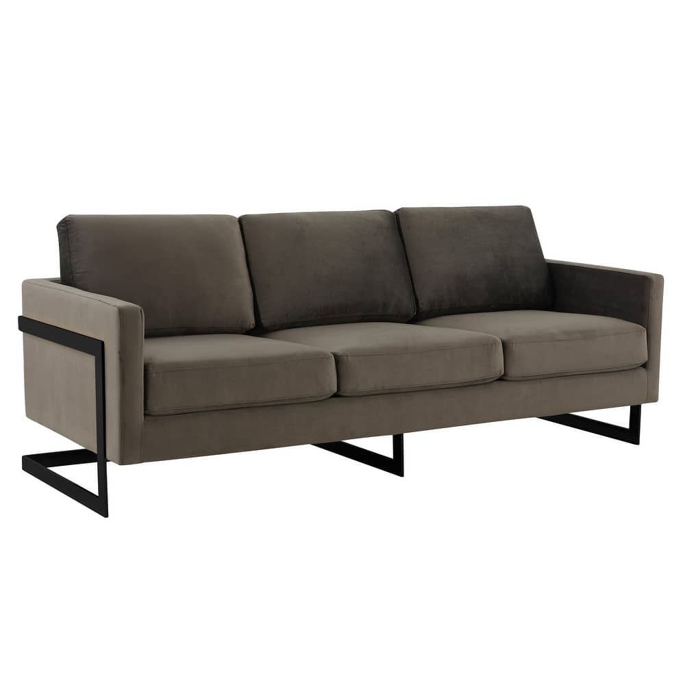 Lincoln 84" Modern Velvet 3-Seater Sofa - Geometric Stainless Steel Base - Fully Assembled Couch for Living Room & Office