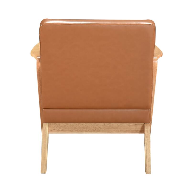 Rhys 26.5" Faux Leather Accent Chair - Solid Rubberwood Frame