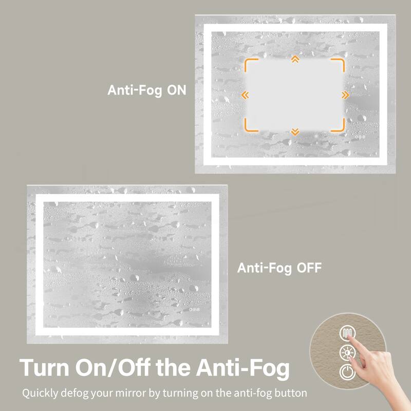 Frameless Tempered MirrorDual LED Light StripsFront and Back Lighting