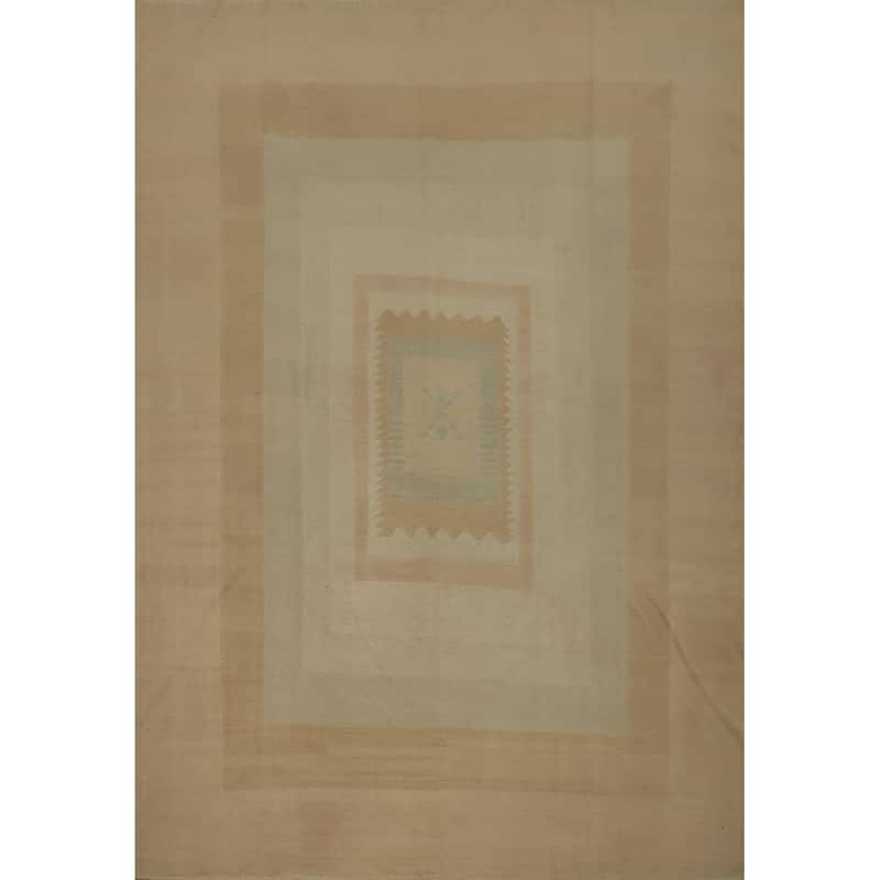Hand Woven Oriental 100% Wool Carpet Southwestern Tribal Brown Kilim Area Rug - 9' 9'' X 8' 2''