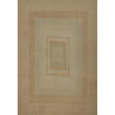 Hand Woven Oriental 100% Wool Carpet Southwestern Tribal Brown Kilim Area Rug - 9' 9'' X 8' 2''